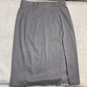 Vivian Chan Women’s Gray Poline Midi Slit Skirt Size XS